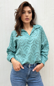 The Musthaves Embroidery Oversized Blouse Mint