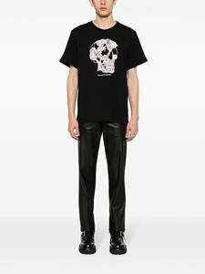 Alexander McQueen skull-embroidered cotton T-shirt - Zwart