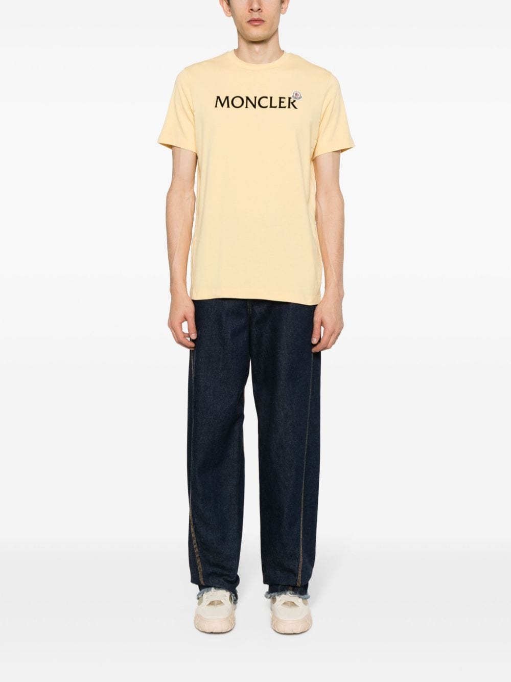 Moncler flocked-logo cotton T-shirt - Geel