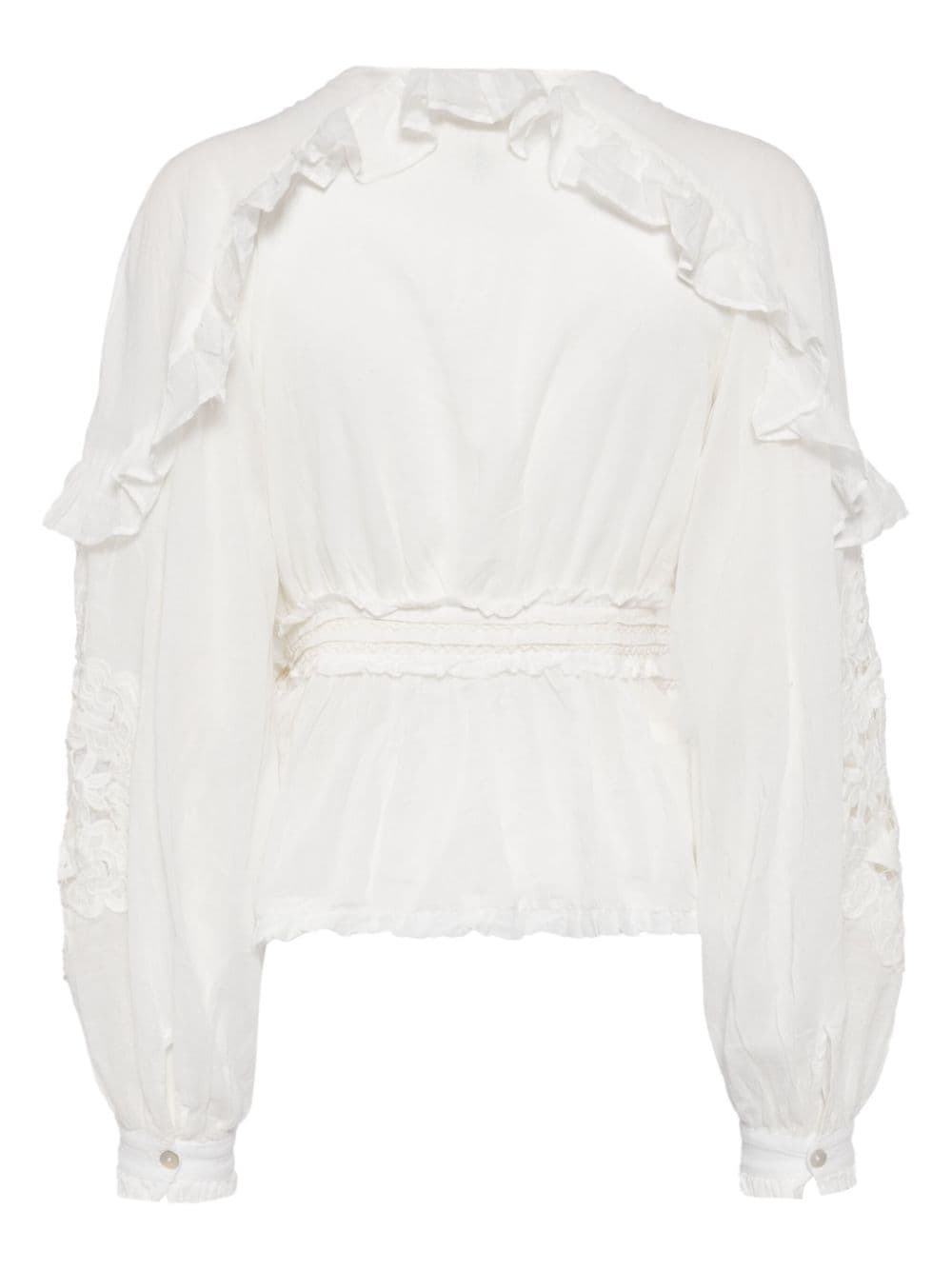 FARM Rio floral-lace cotton blouse - Wit