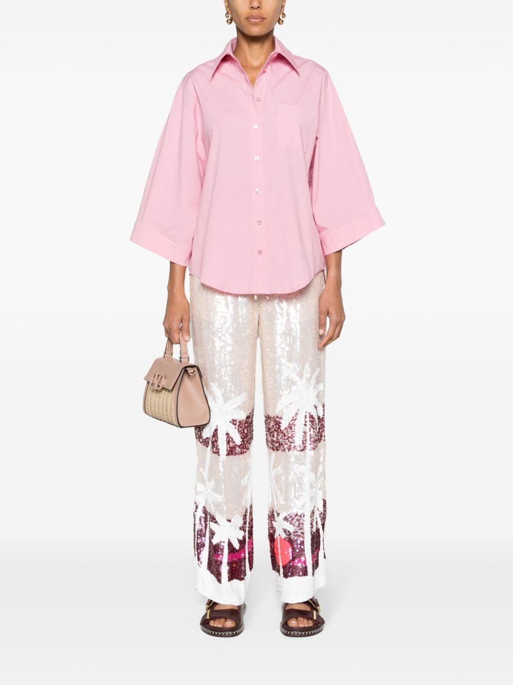 Federica Tosi straight-collar cotton shirt - Roze