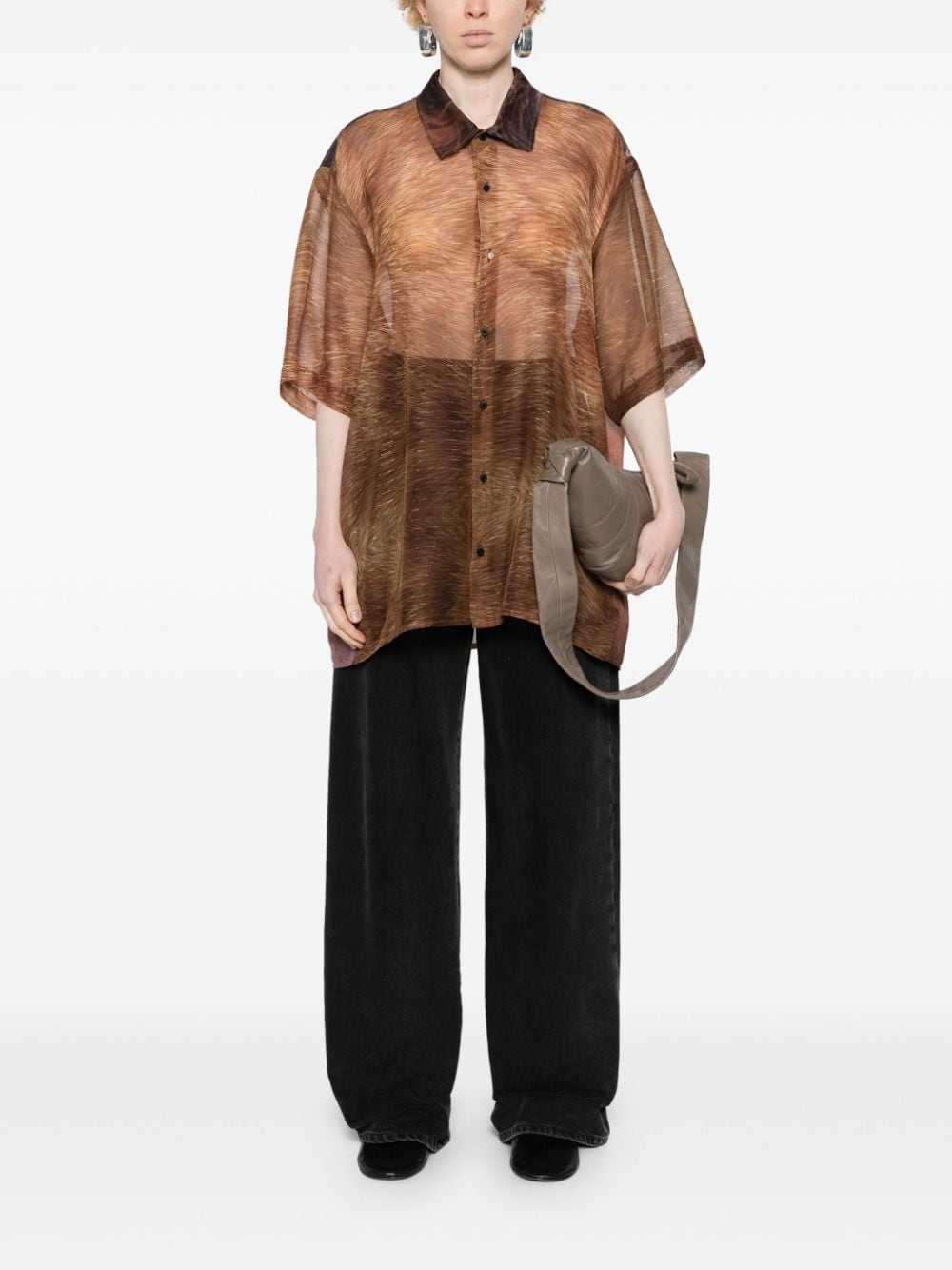 Barbara Bologna abstract-print semi-sheer shirt - Bruin