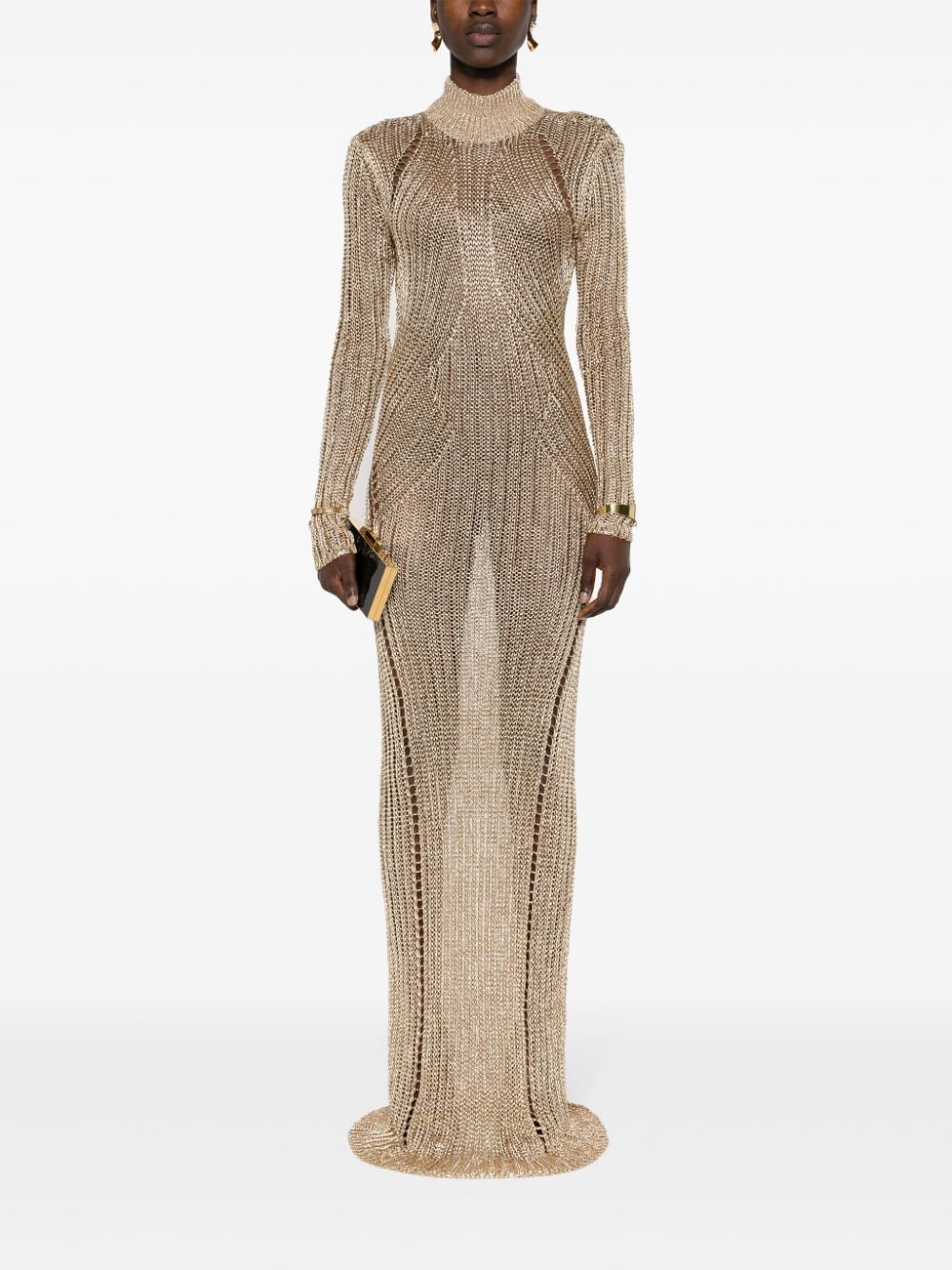 TOM FORD open-back knitted maxi dress - Goud