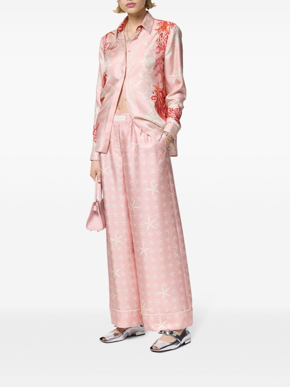 Versace Soepele broek met zeesterprint - Roze