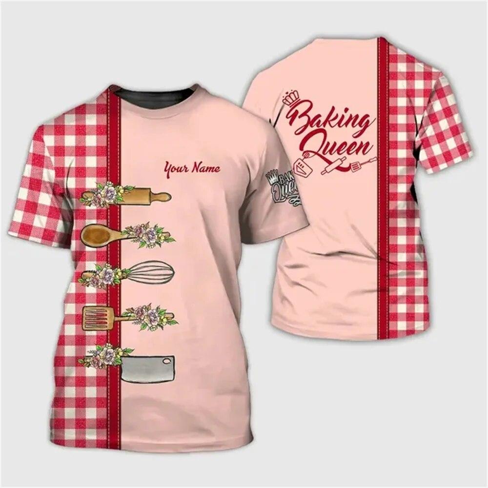 Wengy 2 Baker Life gepersonaliseerde naam 3D T-shirt bakkerij chef-kok ronde hals bedrukt T-shirt professioneel uniform