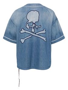 Mastermind Japan logo-appliqué denim baseball shirt - Blauw