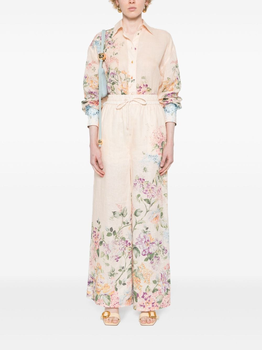 ZIMMERMANN Halliday floral-print palazzo trousers - Beige