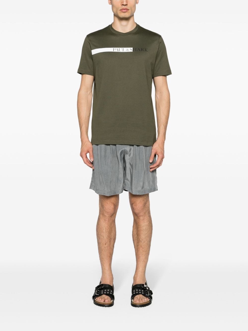 Paul & Shark logo-print cotton T-shirt - 089 MILITARY GREEN