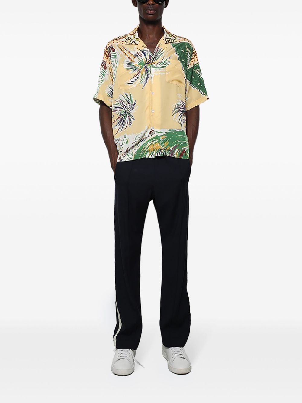 RHUDE palm-print silk shirt - Beige
