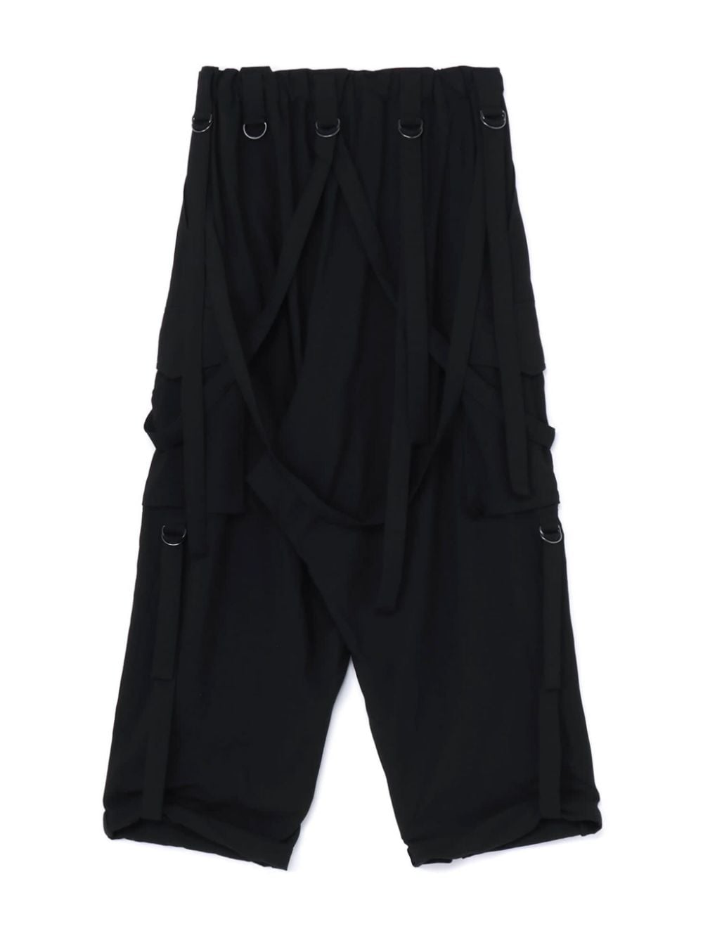 Yohji Yamamoto strap-detailing drop-crotch pants - Zwart