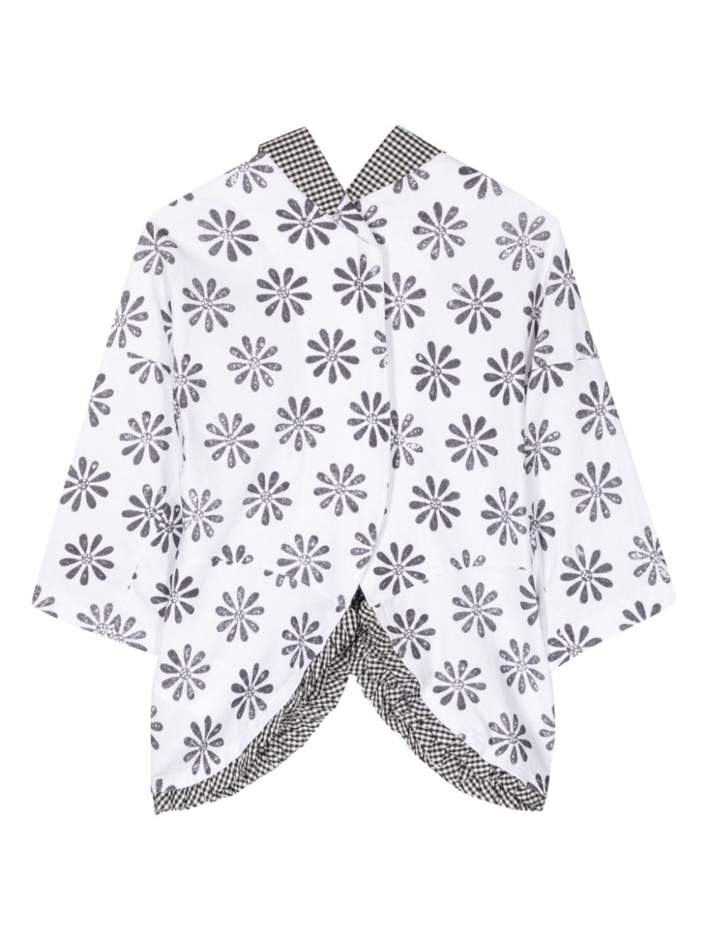 Comme des Garçons TAO floral-print ruffled-trim cotton top - Wit