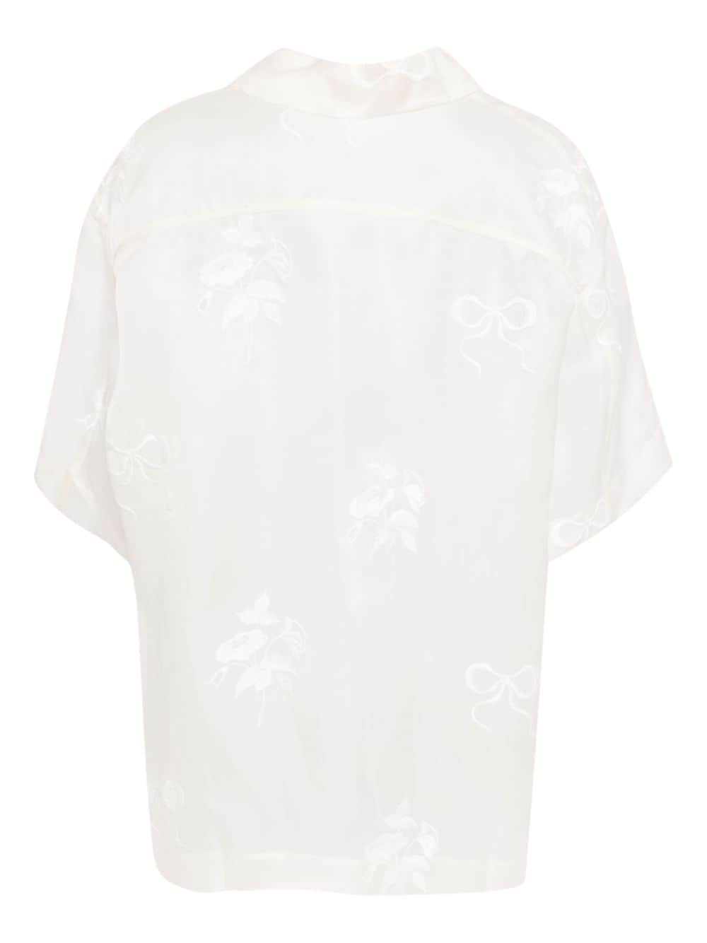 CAROLINE HU bow-jacquard silk shirt - Wit