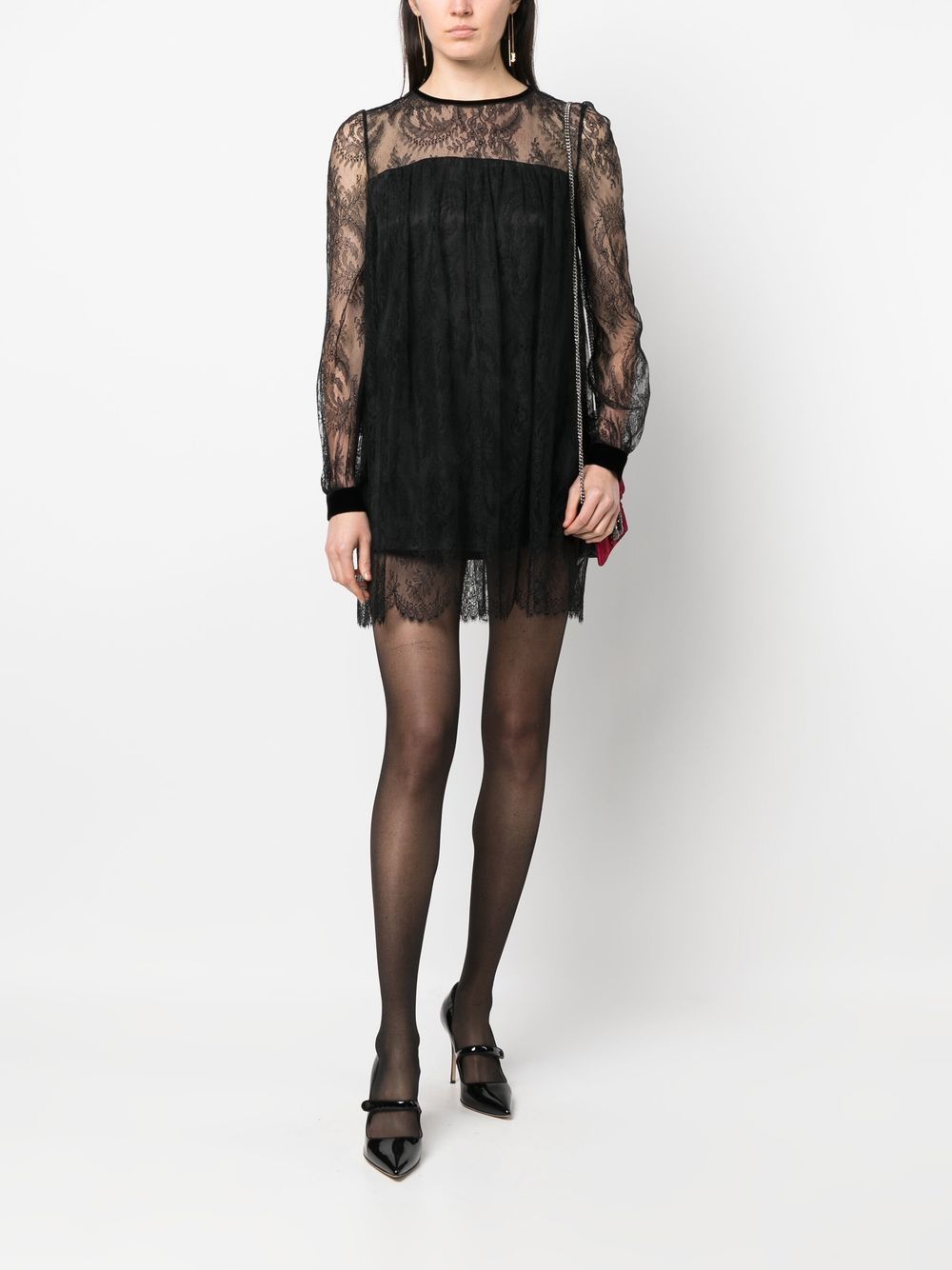 Saint Laurent Gelaagde mini-jurk - Zwart