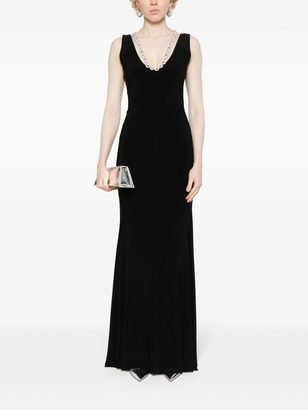 NISSA crystal-embellished maxi dress - Zwart