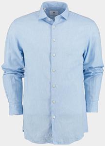 Bos Bright Blue Casual hemd lange mouw avenue li-co ws plain shirt l 24107av01bo/210 l.blue