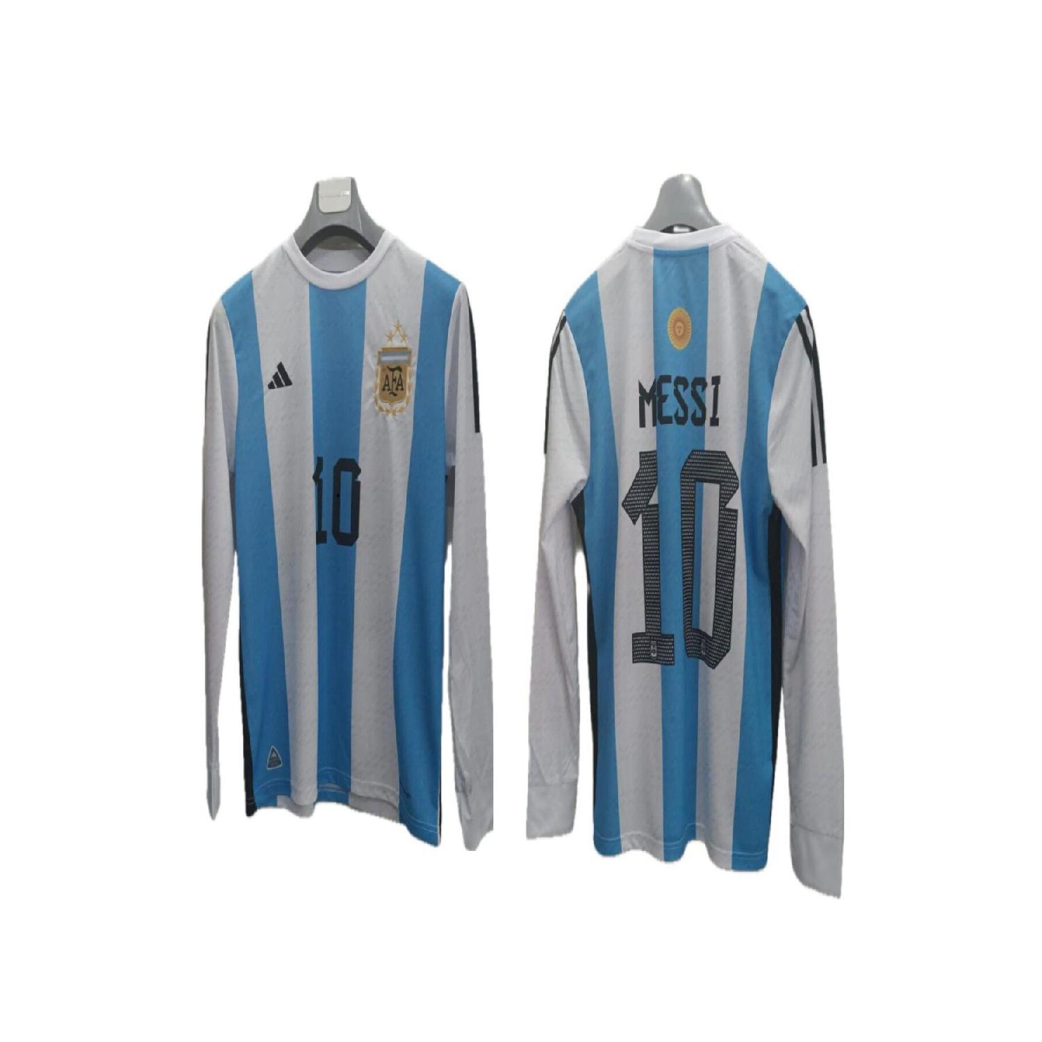 Santra Sports Wear Lionel Messi Argentina Long Sleeve World Cup 3 Stars Adult Football Jersey