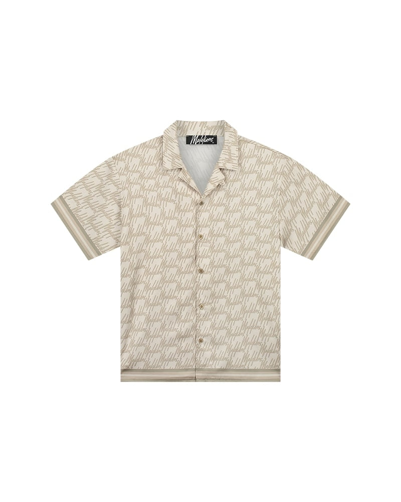 Malelions Men Resort Monogram Shirt | Beige/Off-White