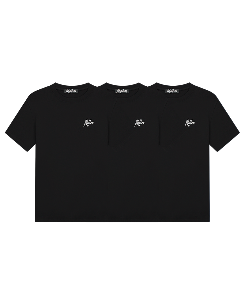 Malelions Small Signature T-Shirt 3-Pack | Black/Black/Black