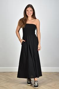 Xirena poplin strapless jurk Finnian zwart