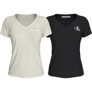 Calvin Klein T-shirt 2-PACK MONOLOGO V-NECK TEE (Set van 2)