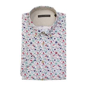 Eagle & Brown Casual overhemd korte mouw met print wit