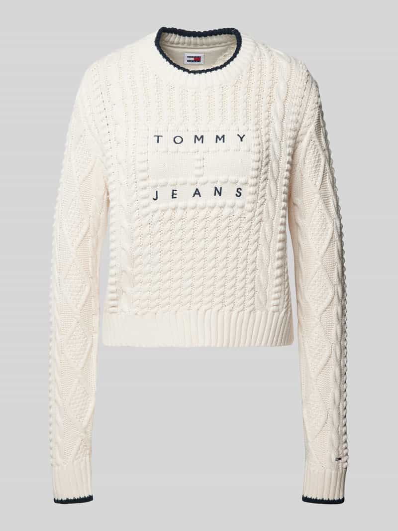 Tommy Jeans Gebreide pullover met kabelpatroon, model 'BUBBLE CABLE FLAG'