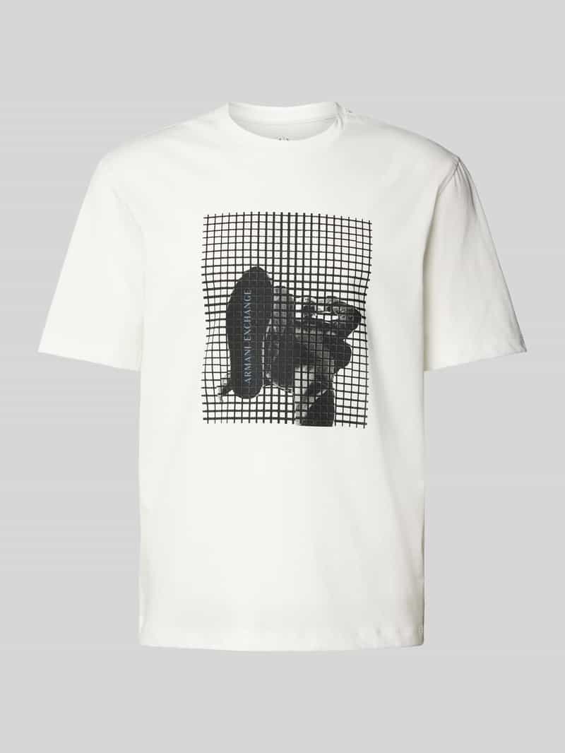 Armani Exchange T-shirt met geribde ronde hals
