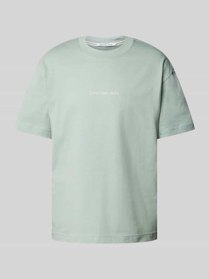 Calvin Klein Jeans T-shirt met labelprint, model 'GRID MONOGRAM'