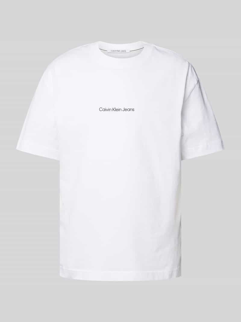 Calvin Klein Jeans T-shirt met labelprint, model 'GRID MONOGRAM'
