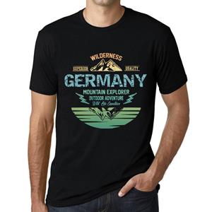 Ultrabasic Heren Vintage T-shirt Grafisch T-shirt Mountain Explorer Duitsland Diep Zwart