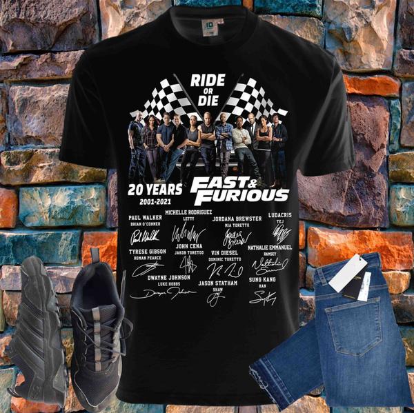 Shirtbude Fast and Furious 20 jaar Cars print tshirt
