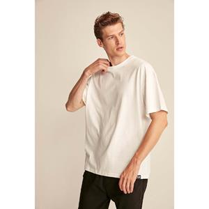 Santra Sports Wear Jett Men's Oversize Fit 100% Cotton Thick Textured White T-shirt