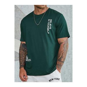 Santra Sports Wear Men's Green Believe Printed Oversize T-shirt