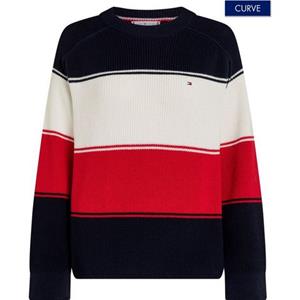 Tommy Hilfiger Curve Trui met ronde hals CRV CO CARDI STITCH C-NK SWT