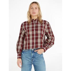 Tommy Hilfiger Blouse met lange mouwen TARTAN CO COLLARLESS SHIRT