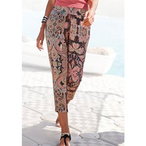 Lascana 7/8-broek met brede boorden en all-over print, jersey broek, elastisch