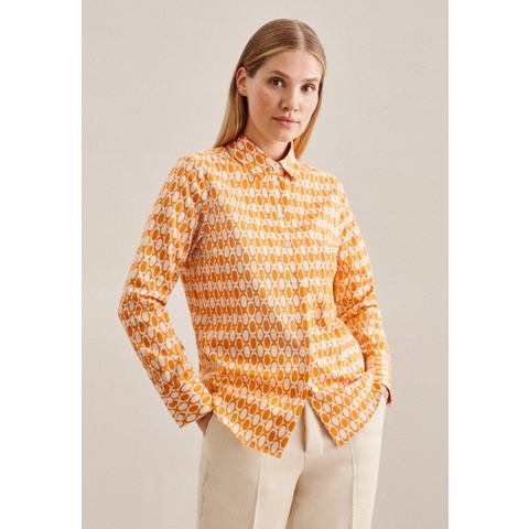 seidensticker Overhemdblouse Zwarte roos Lange mouwen kraag geometrische motieven