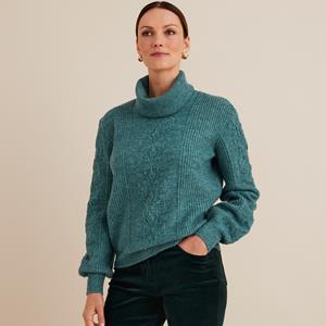 ANNE WEYBURN Trui in grof tricot met opstaande kraag