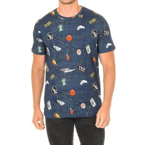 John Frank Heren T-shirt met ronde hals en korte mouwen JFTD01-RIPPED-MULTICOLOR