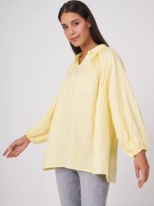 REPEAT cashmere Linnen blouse met pofmouwen