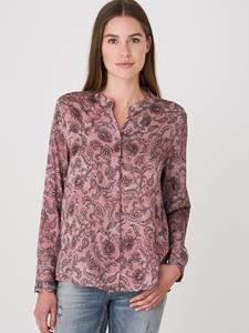 REPEAT cashmere Blouse in paisley print met mao kraag