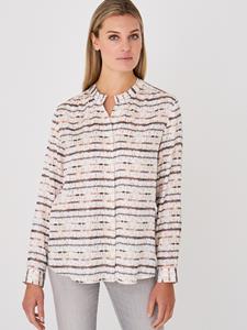 REPEAT cashmere Satijnen zijden blouse met gestreepte tie dye print