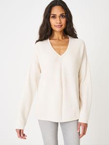 REPEAT cashmere Fijne V-hals trui met ribgebreide details