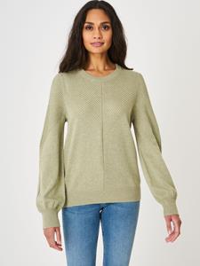 REPEAT cashmere Trui met lange pofmouwen en getextureerde details