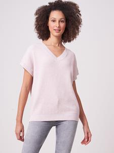 REPEAT cashmere Trui met korte mouwen en minipailletten van katoen cashmere melange