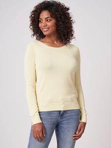 REPEAT cashmere Basic trui met lange mouwen in katoenmix