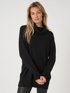 REPEAT cashmere Lange fijn gebreide coltrui