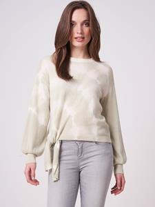 REPEAT cashmere Trui met tie-dye print en knoop aan de zoom van biologische cashmere