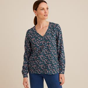 ANNE WEYBURN Blouse met V-hals, bloemenprint, lange mouwen