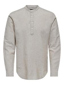 Only & Sons Onscaiden ls halfplackt linen shirt zand